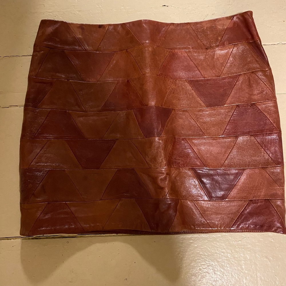 Fossil boho patchwork leather skirt size 4